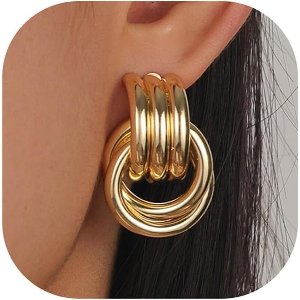🆕 Women Gold Starfish Knot Earrings 14k Trendy Minimalist Dainty Summer Jewelry
